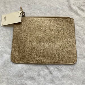 Gold Jules Kae single pocket zipper clutch